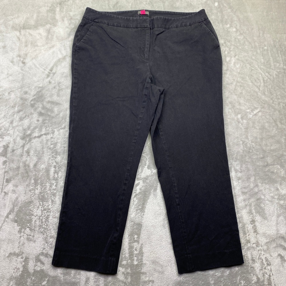 Vince Camuto Black Cropped Pants Womens 14W (34") Wide Leg Stretch Casual Office